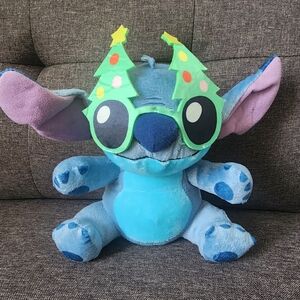 Blue Plush Toy with Christmas Glasses